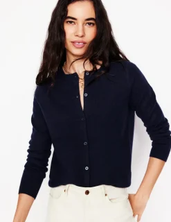 Sweaters & Cardigans-Boden Eva Cashmere Crew Cardigan- Navy