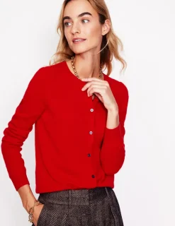 Sweaters & Cardigans-Boden Eva Cashmere Crew Cardigan-Rouge Red RougeRed