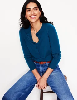 Sweaters & Cardigans-Boden Eva Cashmere Crew Cardigan-Harbour Blue HarbourBlue