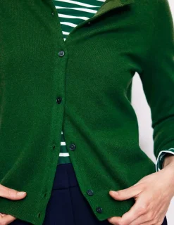 Sweaters & Cardigans-Boden Eva Cashmere Crew Cardigan-Pine Green PineGreen
