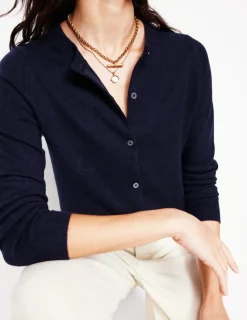Sweaters & Cardigans-Boden Eva Cashmere Crew Cardigan- Navy