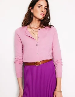 Sweaters & Cardigans-Boden Eva Cashmere Crew Cardigan-Old Rose Pink OldRosePink