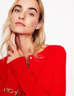 Sweaters & Cardigans-Boden Eva Cashmere Crew Cardigan-Rouge Red RougeRed