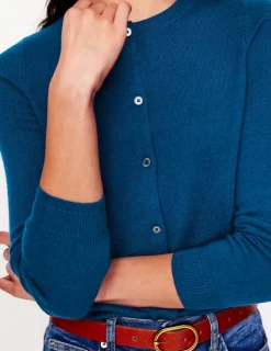 Sweaters & Cardigans-Boden Eva Cashmere Crew Cardigan-Harbour Blue HarbourBlue