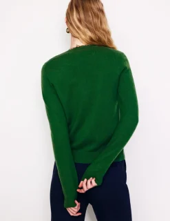 Sweaters & Cardigans-Boden Eva Cashmere Crew Cardigan-Pine Green PineGreen