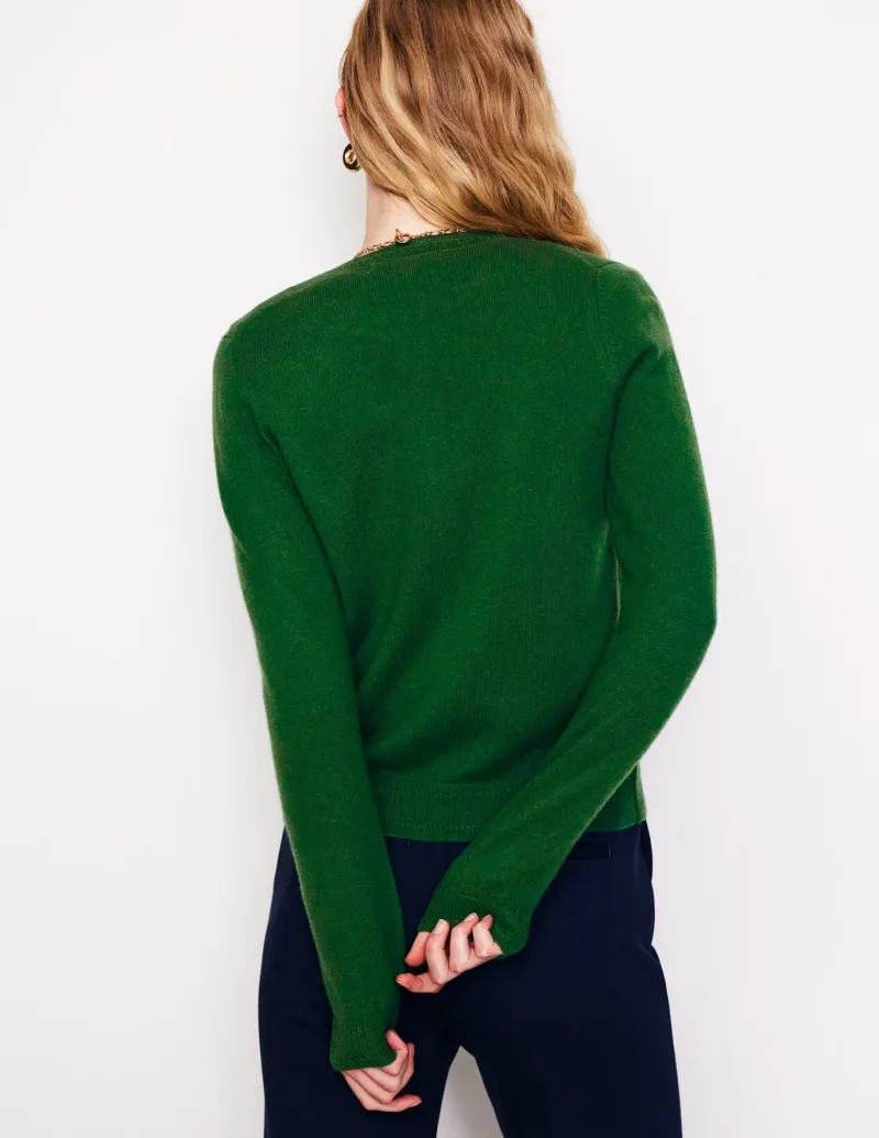 Sweaters & Cardigans-Boden Eva Cashmere Crew Cardigan-Pine Green PineGreen