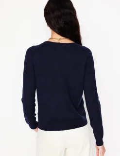 Sweaters & Cardigans-Boden Eva Cashmere Crew Cardigan- Navy