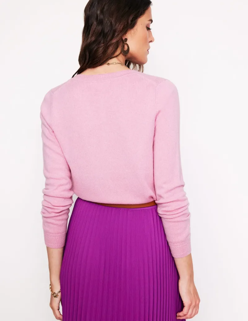 Sweaters & Cardigans-Boden Eva Cashmere Crew Cardigan-Old Rose Pink OldRosePink