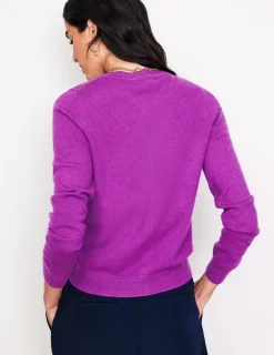 Sweaters & Cardigans-Boden Eva Cashmere Crew Cardigan-Regal Purple RegalPurple