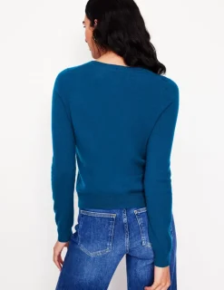 Sweaters & Cardigans-Boden Eva Cashmere Crew Cardigan-Harbour Blue HarbourBlue