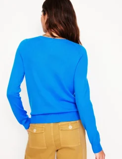 Sweaters & Cardigans-Boden Eva Cashmere Crew Cardigan-Cerulean Blue CeruleanBlue