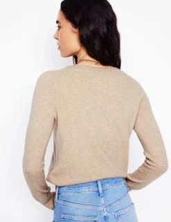 Sweaters & Cardigans-Boden Eva Cashmere Crew Cardigan-Chinchilla Melange ChinchillaMelange