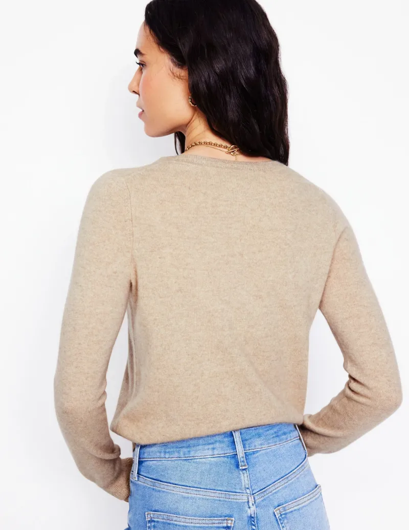 Sweaters & Cardigans-Boden Eva Cashmere Crew Cardigan-Chinchilla Melange ChinchillaMelange