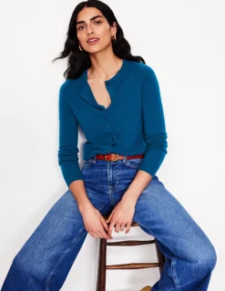 Sweaters & Cardigans-Boden Eva Cashmere Crew Cardigan-Harbour Blue HarbourBlue