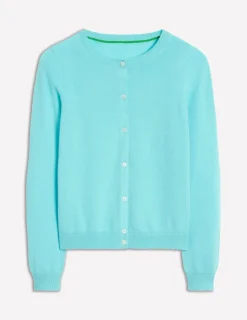 Sweaters & Cardigans-Boden Eva Cashmere Crew Cardigan-Caribbean Blue CaribbeanBlue