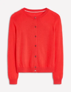 Sweaters & Cardigans-Boden Eva Cashmere Crew Cardigan-Strawberry Tart Red StrawberryTartRed