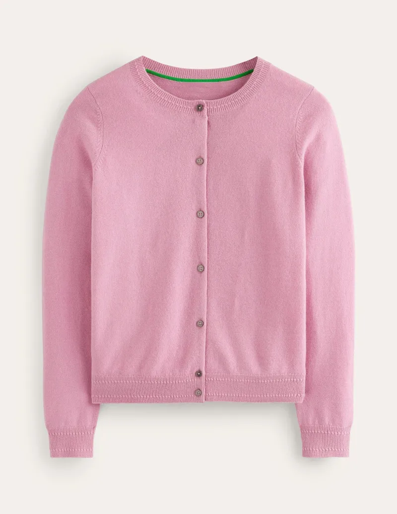 Sweaters & Cardigans-Boden Eva Cashmere Crew Cardigan-Old Rose Pink OldRosePink