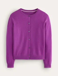 Sweaters & Cardigans-Boden Eva Cashmere Crew Cardigan-Regal Purple RegalPurple