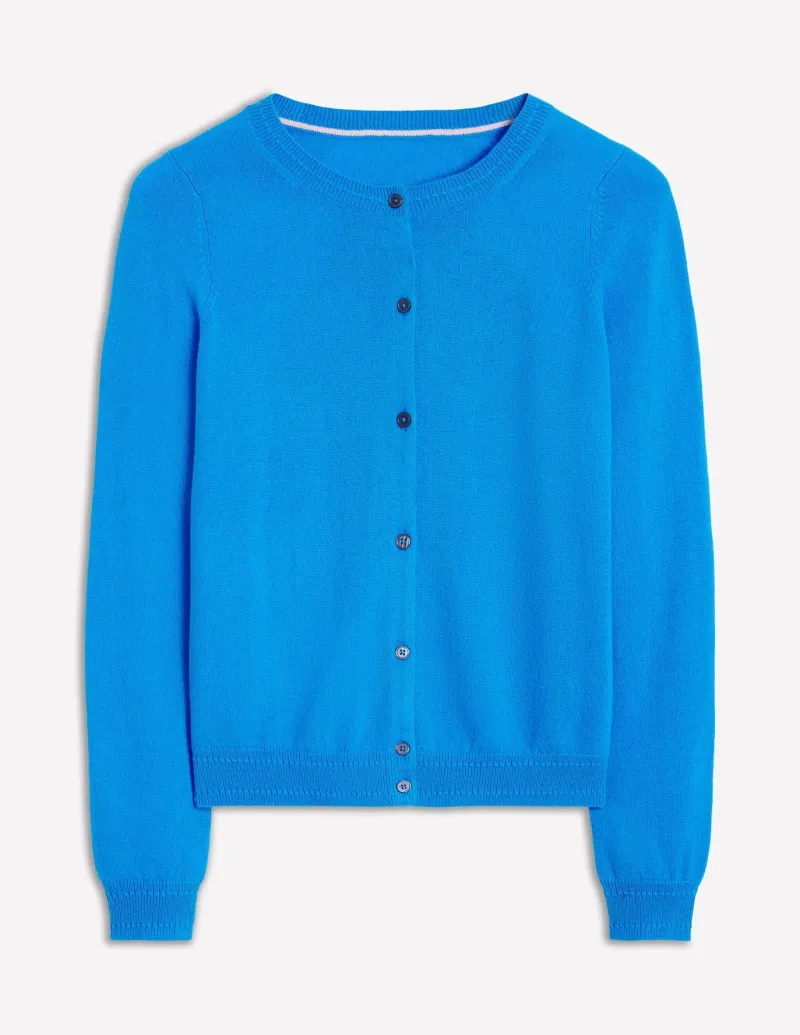 Sweaters & Cardigans-Boden Eva Cashmere Crew Cardigan-Cerulean Blue CeruleanBlue