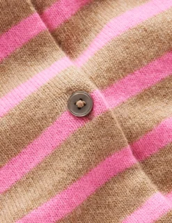 Sweaters & Cardigans-Boden Eva Cashmere Crew Cardigan-Camel Melange/ Fluro Pink CamelMelange/FluroPink