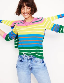 Sweaters & Cardigans-Boden Eva Cashmere Crew Neck Jumper-Green, Pink, Bright Blue Multi Green,Pink,BrightBlueMulti