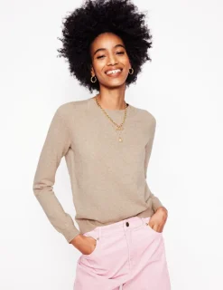 Sweaters & Cardigans-Boden Eva Cashmere Crew Neck Sweater-Chinchilla Melange ChinchillaMelange