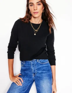 Sweaters & Cardigans-Boden Eva Cashmere Crew Neck Sweater- Black