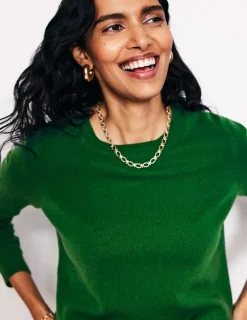Sweaters & Cardigans-Boden Eva Cashmere Crew Neck Sweater-Pine Green PineGreen