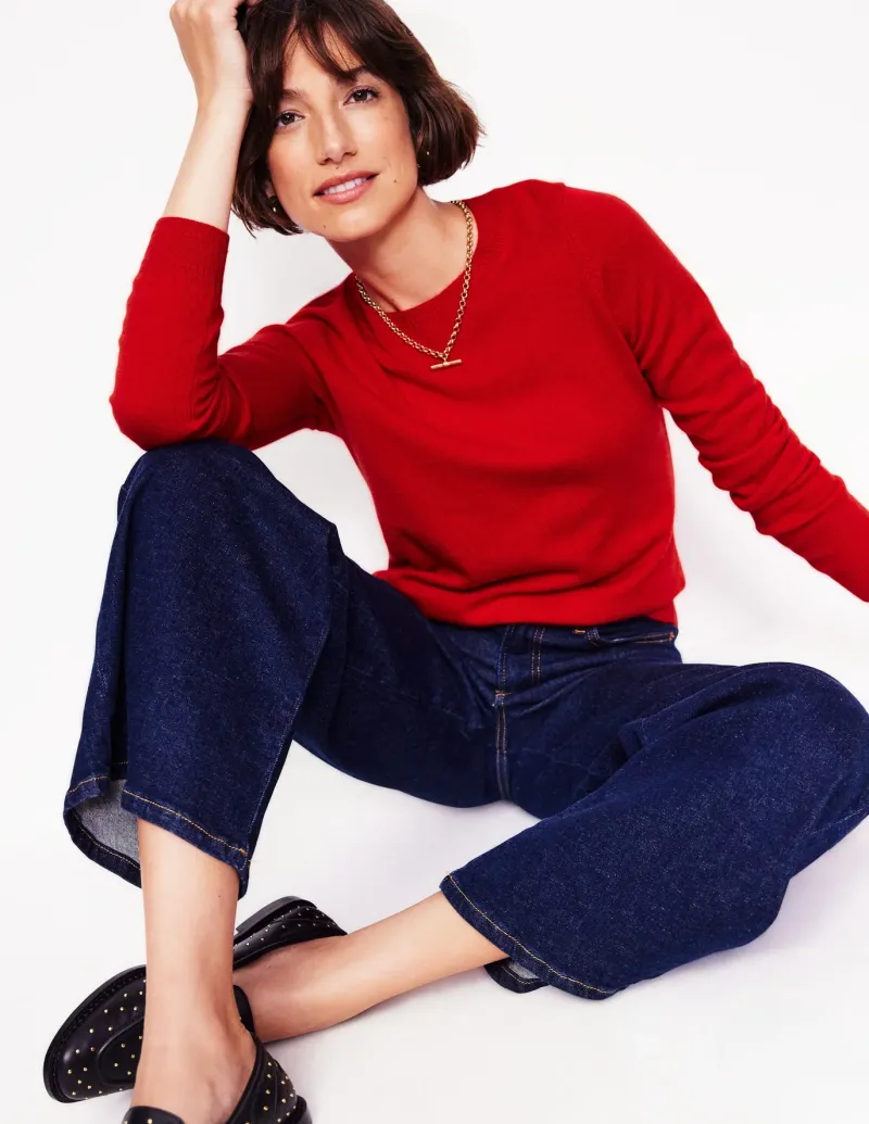 Sweaters & Cardigans-Boden Eva Cashmere Crew Neck Sweater-Rouge Red RougeRed