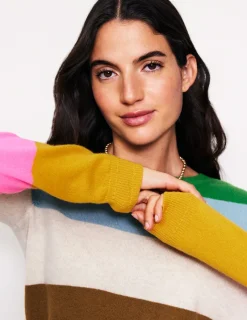 Sweaters & Cardigans-Boden Eva Cashmere Crew Neck Sweater-Multi, Rainbow Multi,Rainbow