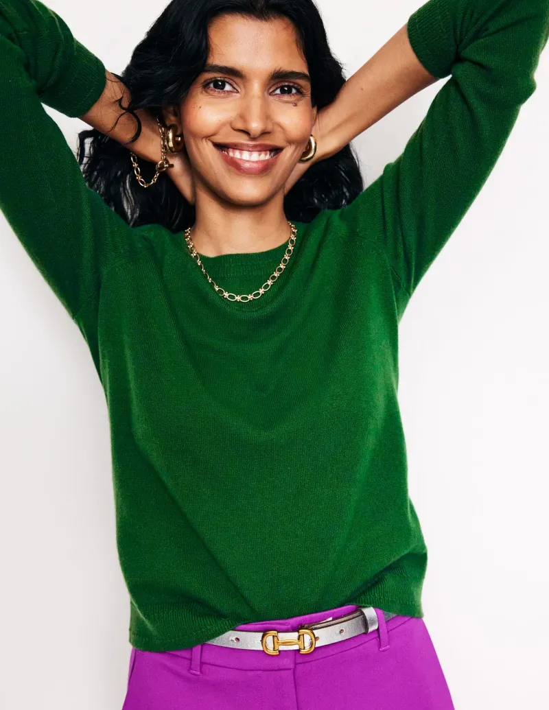 Sweaters & Cardigans-Boden Eva Cashmere Crew Neck Sweater-Pine Green PineGreen