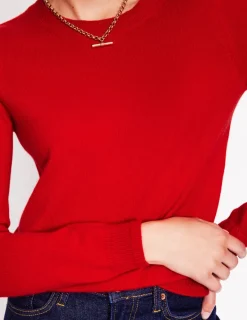 Sweaters & Cardigans-Boden Eva Cashmere Crew Neck Sweater-Rouge Red RougeRed