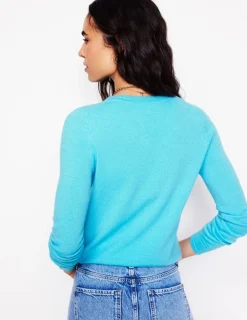 Sweaters & Cardigans-Boden Eva Cashmere Crew Neck Sweater-Caribbean Blue CaribbeanBlue