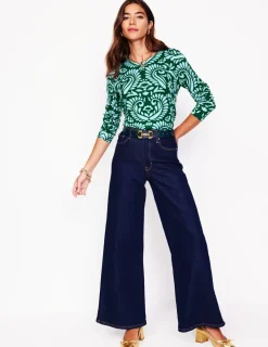 Sweaters & Cardigans-Boden Eva Cashmere Crew Neck Sweater-Pine Green, Decorative Flora PineGreen,DecorativeFlora