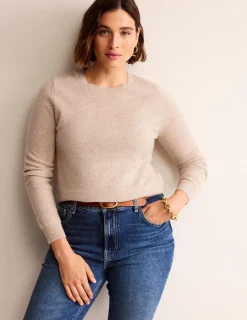 Sweaters & Cardigans-Boden Eva Cashmere Crew Neck Sweater-Chinchilla Melange ChinchillaMelange