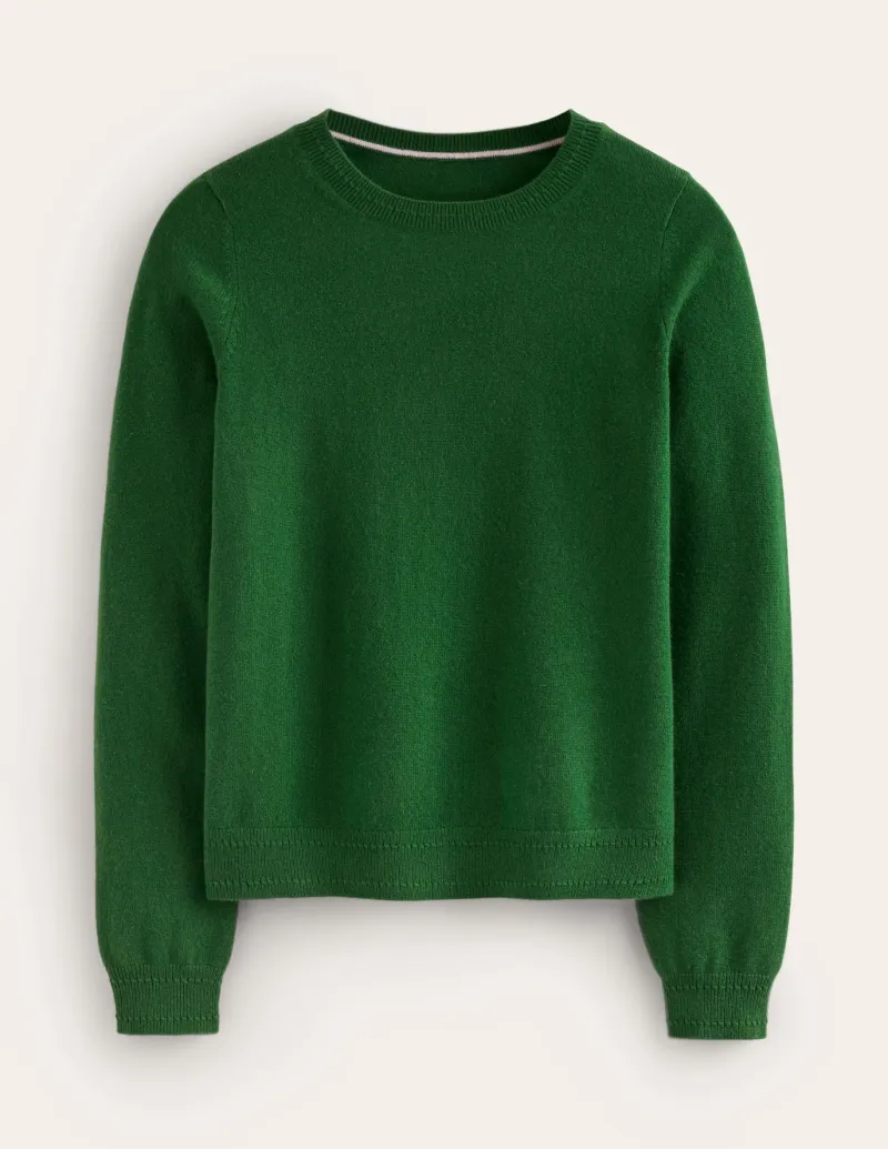 Sweaters & Cardigans-Boden Eva Cashmere Crew Neck Sweater-Pine Green PineGreen