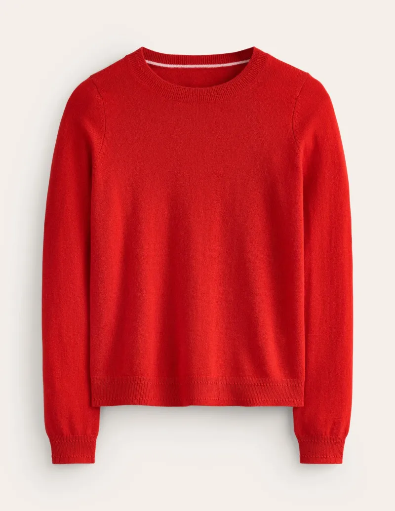 Sweaters & Cardigans-Boden Eva Cashmere Crew Neck Sweater-Rouge Red RougeRed