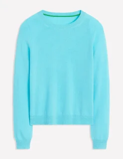Sweaters & Cardigans-Boden Eva Cashmere Crew Neck Sweater-Caribbean Blue CaribbeanBlue