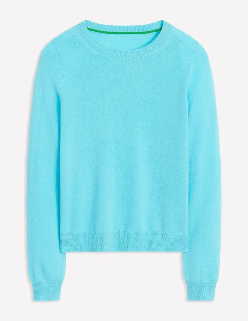 Sweaters & Cardigans-Boden Eva Cashmere Crew Neck Sweater-Caribbean Blue CaribbeanBlue