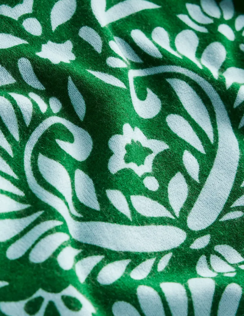 Sweaters & Cardigans-Boden Eva Cashmere Crew Neck Sweater-Pine Green, Decorative Flora PineGreen,DecorativeFlora
