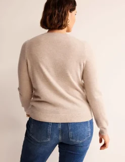 Sweaters & Cardigans-Boden Eva Cashmere Crew Neck Sweater-Chinchilla Melange ChinchillaMelange