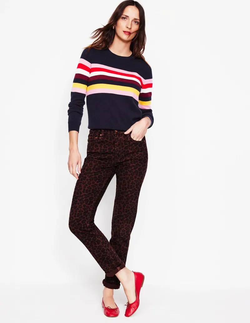 Sweaters & Cardigans-Boden Eva Cashmere Crew Neck Sweater-Navy, Rainbow Navy,Rainbow