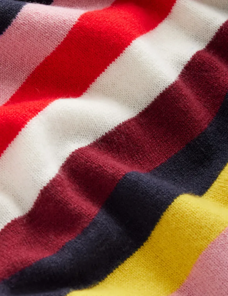 Sweaters & Cardigans-Boden Eva Cashmere Crew Neck Sweater-Navy, Rainbow Navy,Rainbow