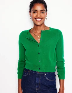 Sweaters & Cardigans-Boden Eva Cashmere Cropped Cardigan-Rich Emerald RichEmerald