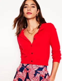 Sweaters & Cardigans-Boden Eva Cashmere Cropped Cardigan-Poppy Red PoppyRed