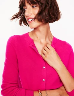 Sweaters & Cardigans-Boden Eva Cashmere Cropped Cardigan-Bright Pink BrightPink