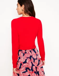 Sweaters & Cardigans-Boden Eva Cashmere Cropped Cardigan-Poppy Red PoppyRed