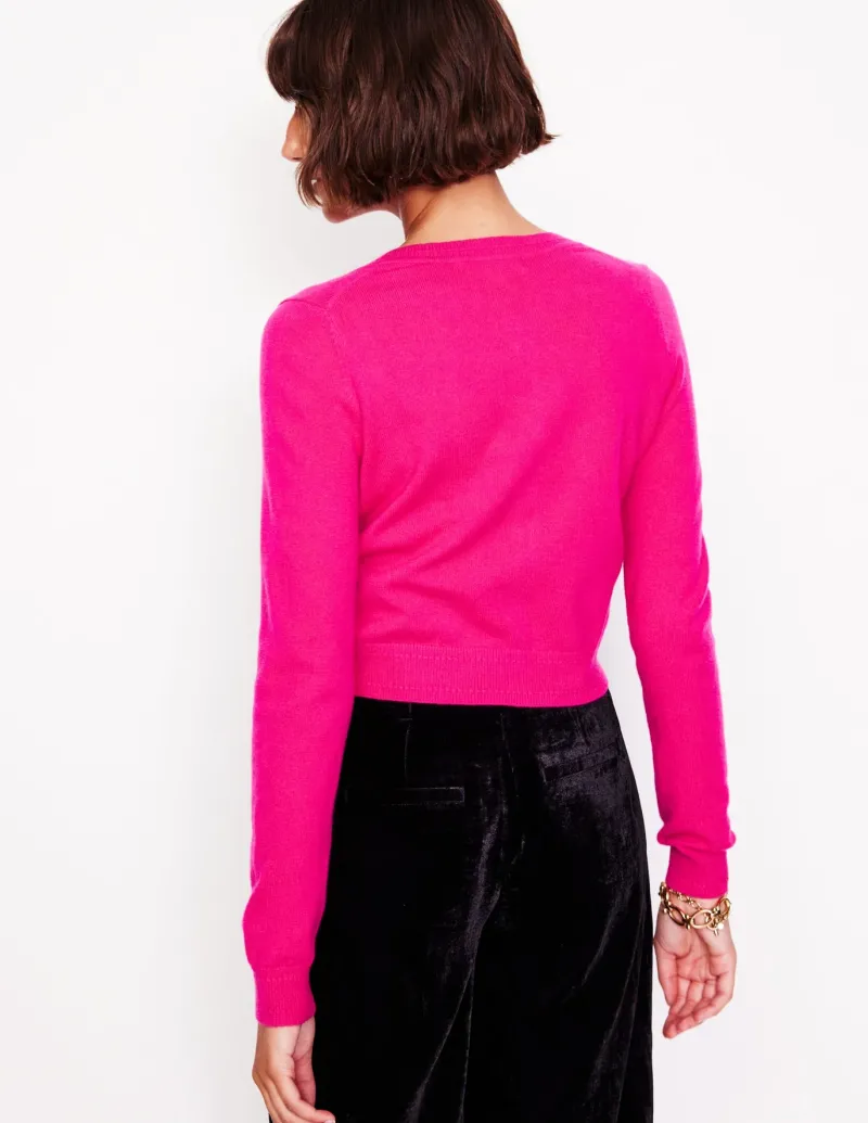Sweaters & Cardigans-Boden Eva Cashmere Cropped Cardigan-Bright Pink BrightPink