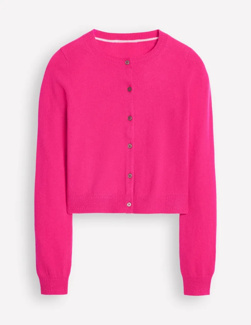 Sweaters & Cardigans-Boden Eva Cashmere Cropped Cardigan-Bright Pink BrightPink