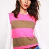 Sweaters & Cardigans-Boden Eva Cashmere Vest-Camel Melange/ Fluro Pink CamelMelange/FluroPink
